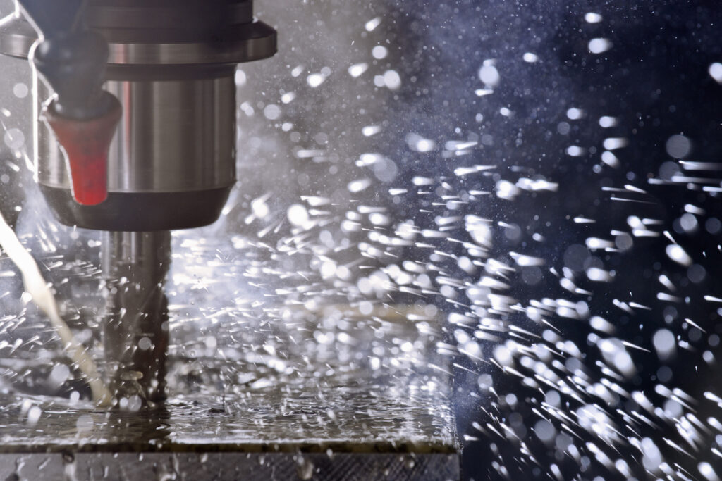 a close up of CNC machining, DPI's custom machining capabilities